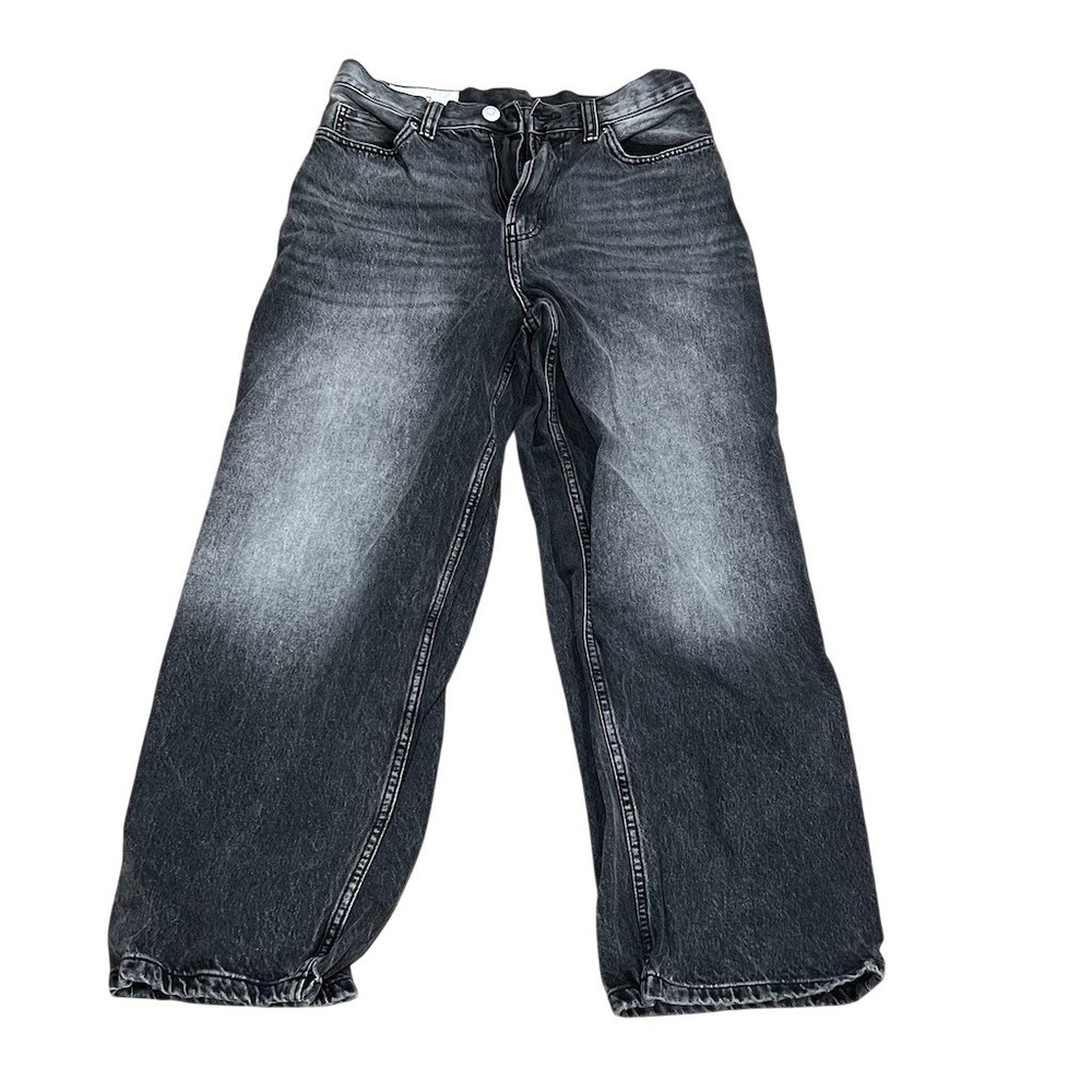 H&M Mens Wide-Leg Baggy Jeans Black Gray Wash Y2K Skater Streetwear M